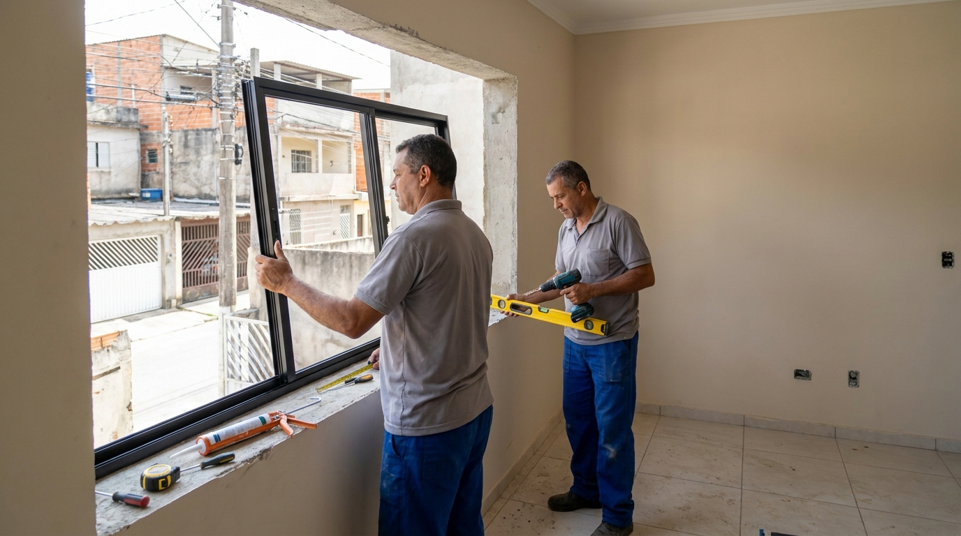 Esquadria de alumínio com vista para rua em Passo Fundo-RS